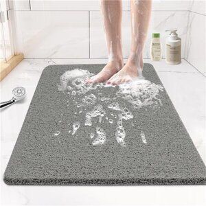 Non Slip Shower Mat Bath Mat Loofah Quick Drying Foot Scrubber Tub Bathroom Grey